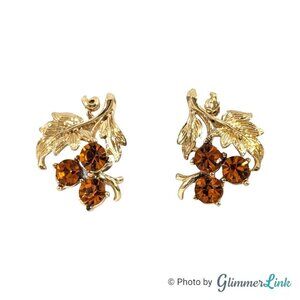 Vintage Coro Orange Grapes Gold Tone Screw Back Earrings